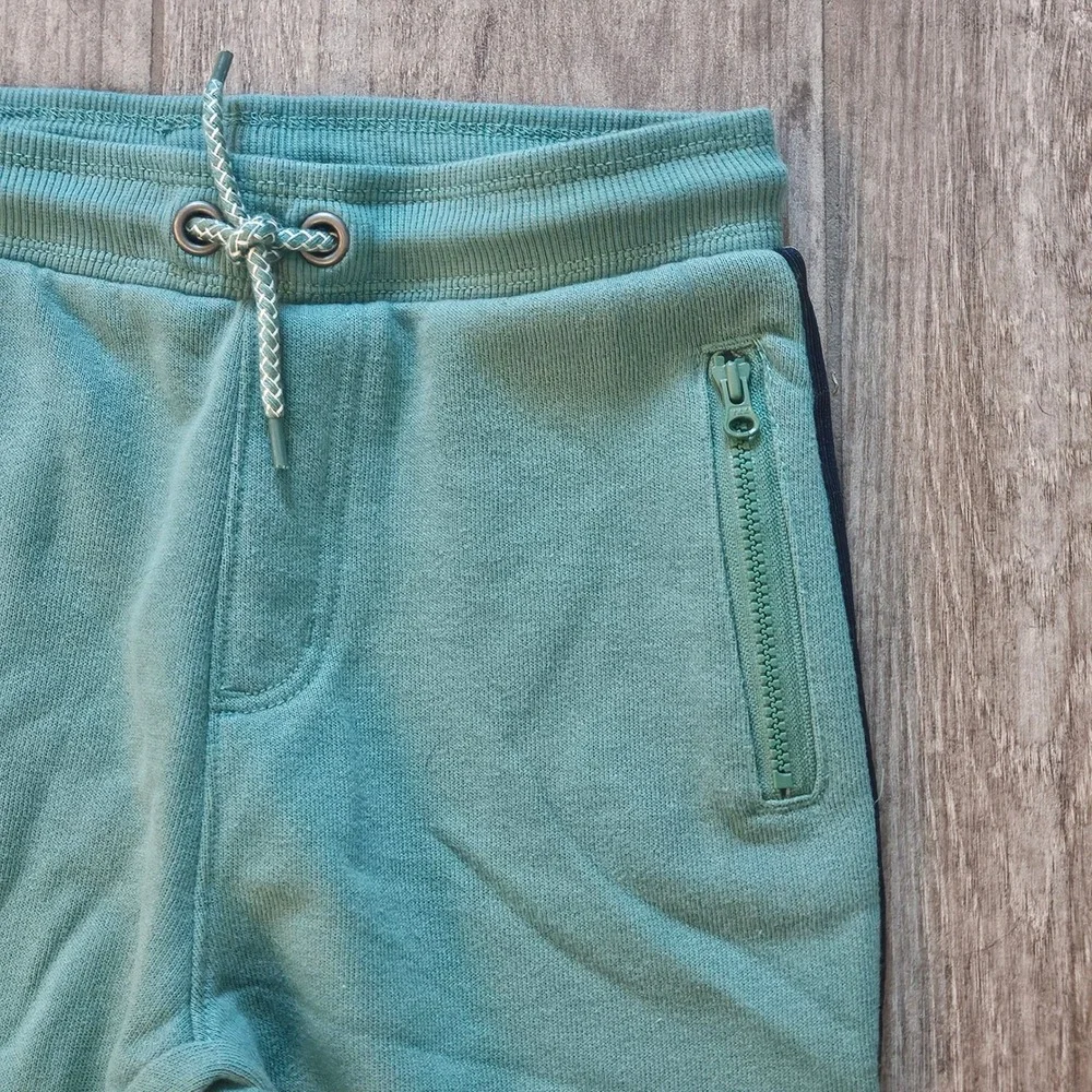 Gymboree Jogger Pants Boys Size 5-6 Teal Green Fleece NEW Side Stripe Track